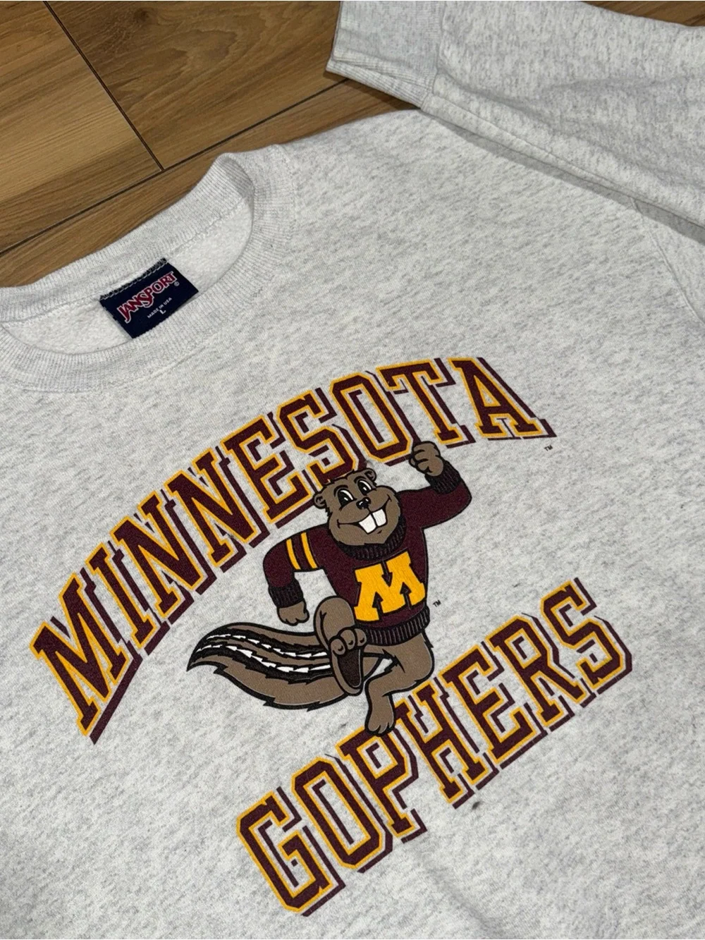 Minnesota Gophers Sweater L/M Pre Shrunk College Football Pullover Gray USA Made